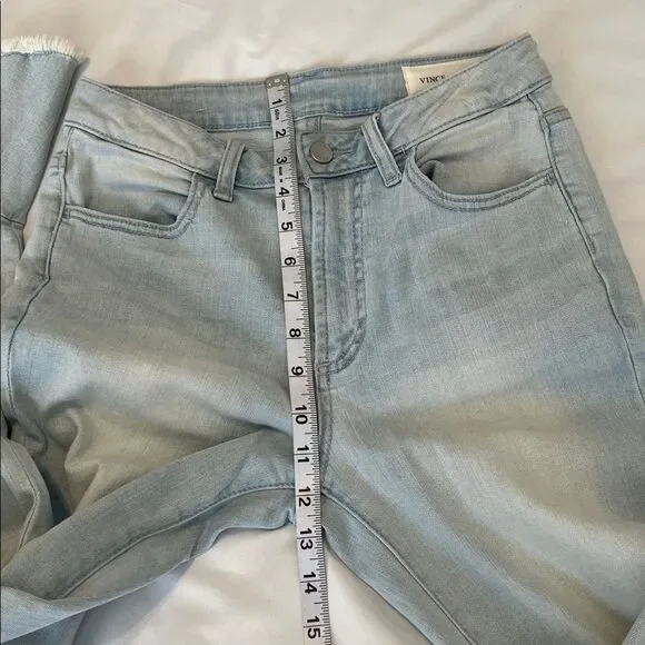 Vince Camuto size 27/4 light blue flouncy ruffle raw edge hem EUC worn 2 times - Picture 10 of 10